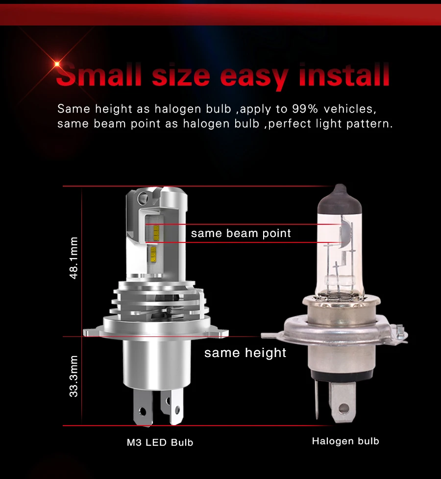 Lmusonu H3 H4 H7 H11 Mini M3 светодиодная фара для автомобиля все в одном ZES Chips 5000LM передние