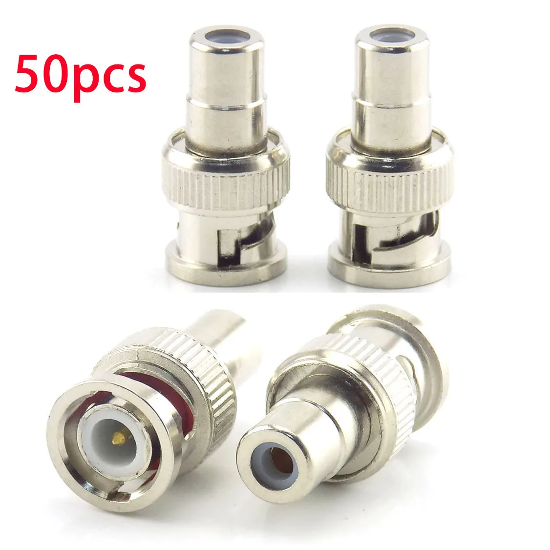 

50pcs BNC male TO RCA female Plug COAX Adapter Connector Adapter F/M Couple for CCTV Video Camera Security System E14