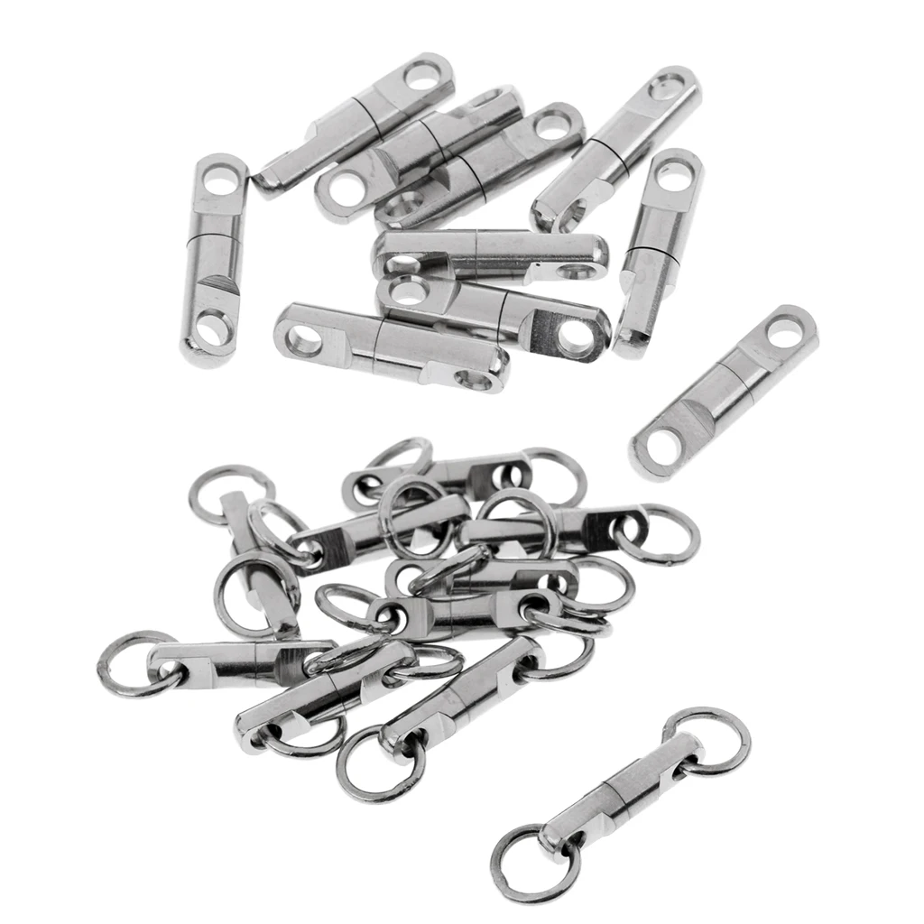 20x Rolling Barrel Swivel Metal Bearing Swivels Connector Solid Ring Fishing