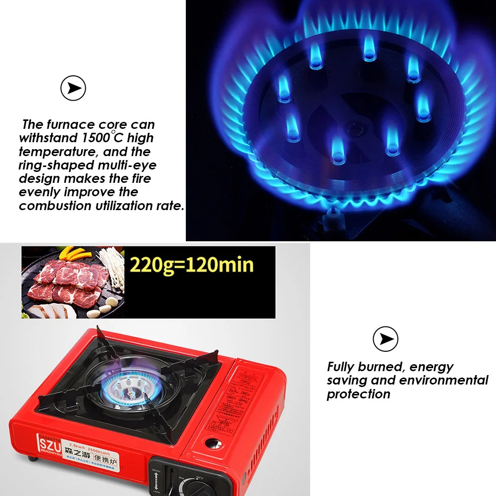 Yellow Outdoor Portable Cassette Gas Stove Windproof Wild Gas Barbecue For Camping Hiking Travel Cooker Applicable Grill Dual St