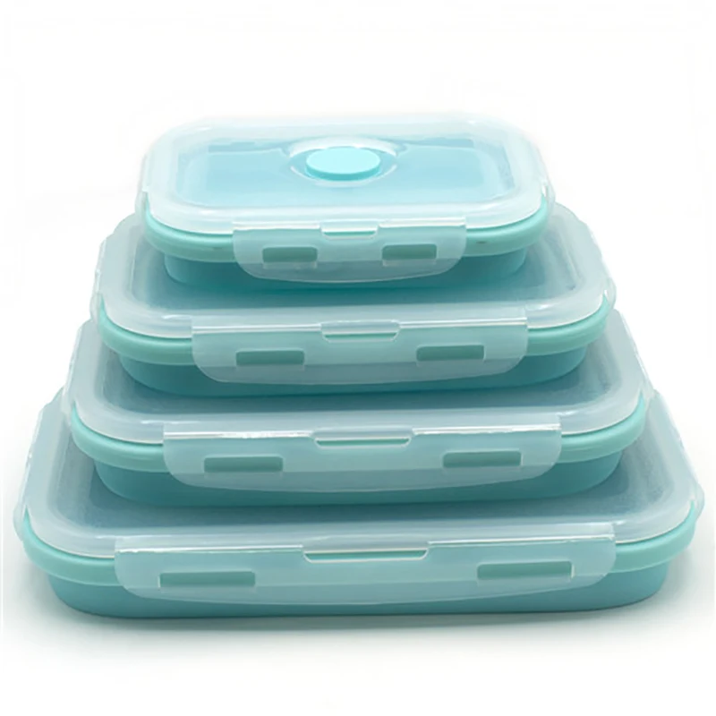 Silicone Folding Yumbox Bento Box Rectangle Collapsible Bento Box