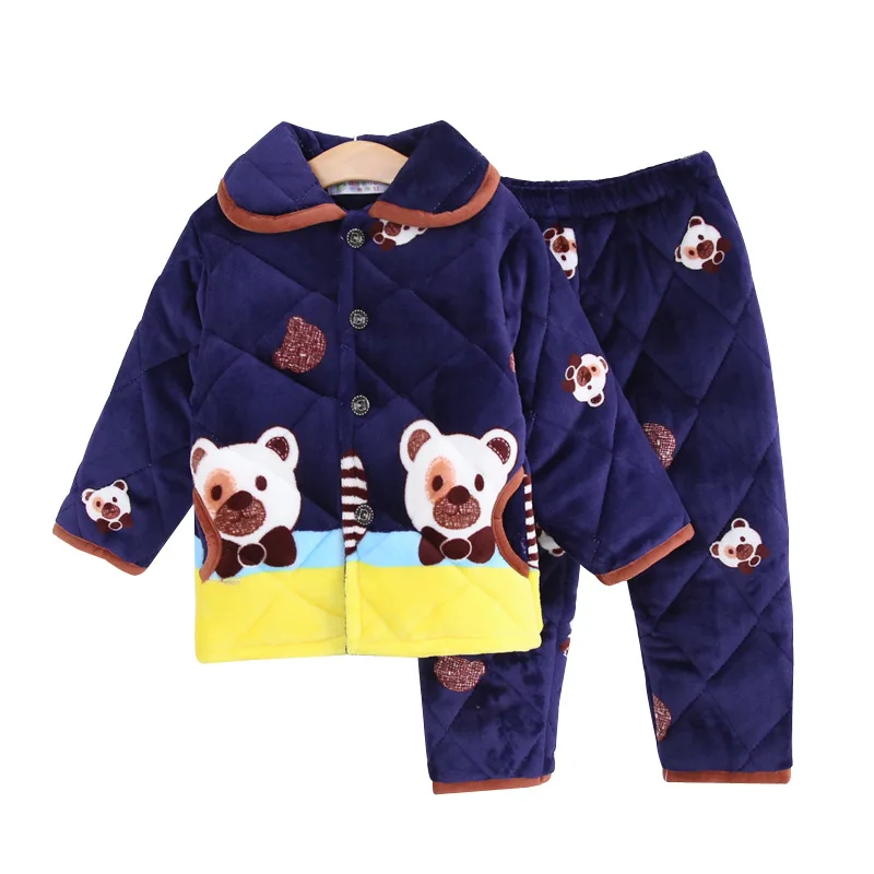Winter Kids boy girl Pajamas sets Children thickening Velvet flannel home clothing nightwear winter clothes teenager pajamas set - Цвет: L