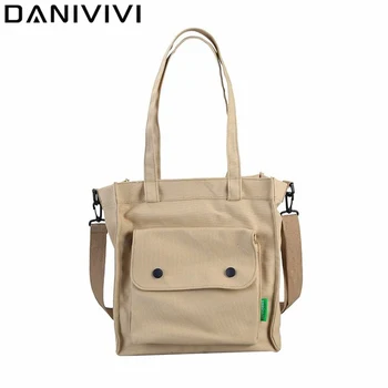 

Canvas Handbags Women Shoulder Bag Korean Chic Ladies Hand Bags Cotton Solid Color Messenger Bags Girls Tote Bag Bolso Mujer Sac