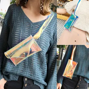 

Fashion Women Waist Fanny Pack Pouch Travel Hip Bag Small Purse Summer Waterproof Ladies Laser Belt Bum Bag