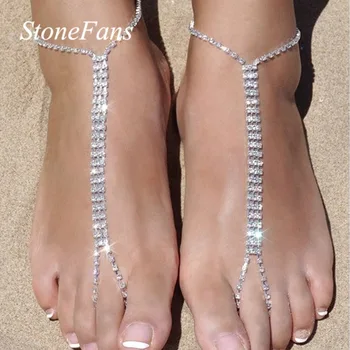 

Stonefans 2pcs Trendy Female Ankle chain Rhinestone Barefoot Beach Foot Jewelry Crystal Toe Anklet Boho Wedding Jewelry