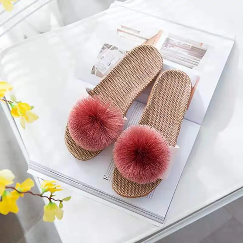 Тапочки из натурального льна лето тапки для дома помещений женские сандалии