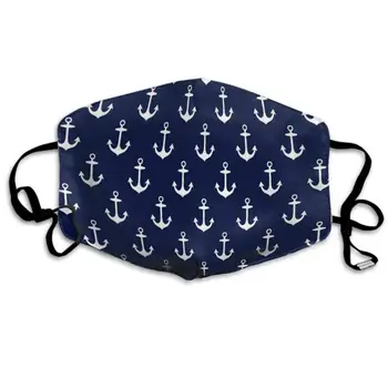 

AGRBLUEN Unisex Breathable Reusable Nautical Anchor Navy Mouth Mask, Adjustable Earloop Anti Dust Pollution Half Face Mask for