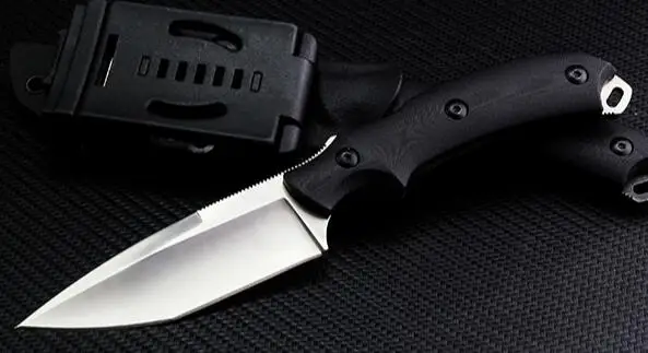 Высокое качество открытый прямой нож D2 сатин/черный камень мыть Танто-лезвие черный G10 Полный Тан ручка с Kydex H1103 - Цвет: Satin Blade