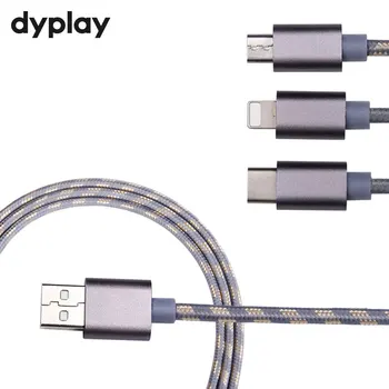 

3 in 1 USB Cable For Mobile Phone Micro USB Type C 8 Pin Cable Fast Charging For iPhone iPad Mini Samsung Android Charger Cord