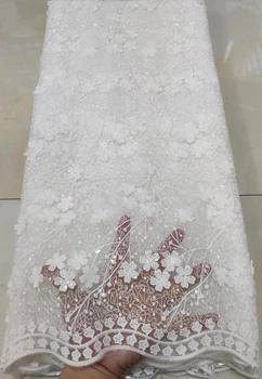 

African Lace With Sequins Embroidery Textile Lace Fabric High Quality Sequins French Tulle Lace Fabrics For Wedding Party HTB92