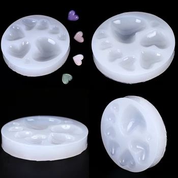 

DIY Crystal Heart Shape Epoxy Silicone Mold Drop Mold White Round Patch 7 Holes Drop Mold