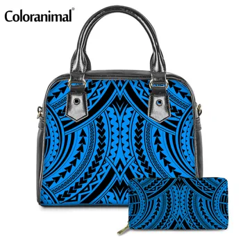 

Coloranimal Samoan Polynesian Print Female Crossbody Bag 2Pcs/Set PU Shoulder Bag&Purse Lady Tote Messenger Bag Bolsa Hot Sale