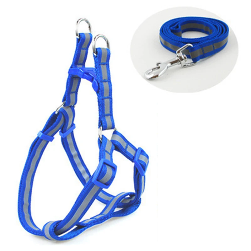 Adjustable Lead Harness Pet Hand Strap Walk Out Collar Reflective Nylon Small Dog Small Large - Цвет: Blue S
