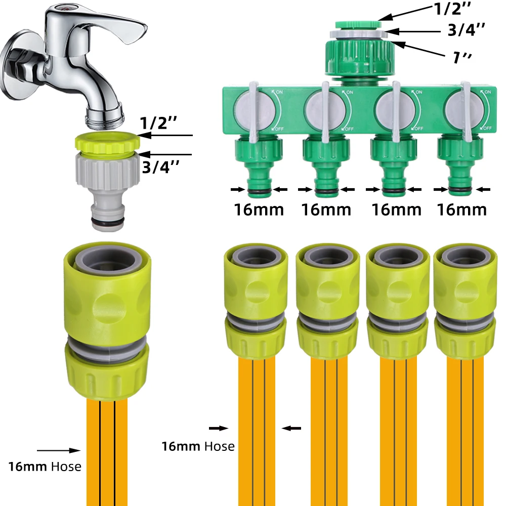 10PCS 1/2 inch 16mm Connectors Gardening Tap Water Pipe Quick Connect Adapter Hose Connector Plants Irrigation Kits Irrigation Fittings for Hose Extend Repair Watering Greenhouse