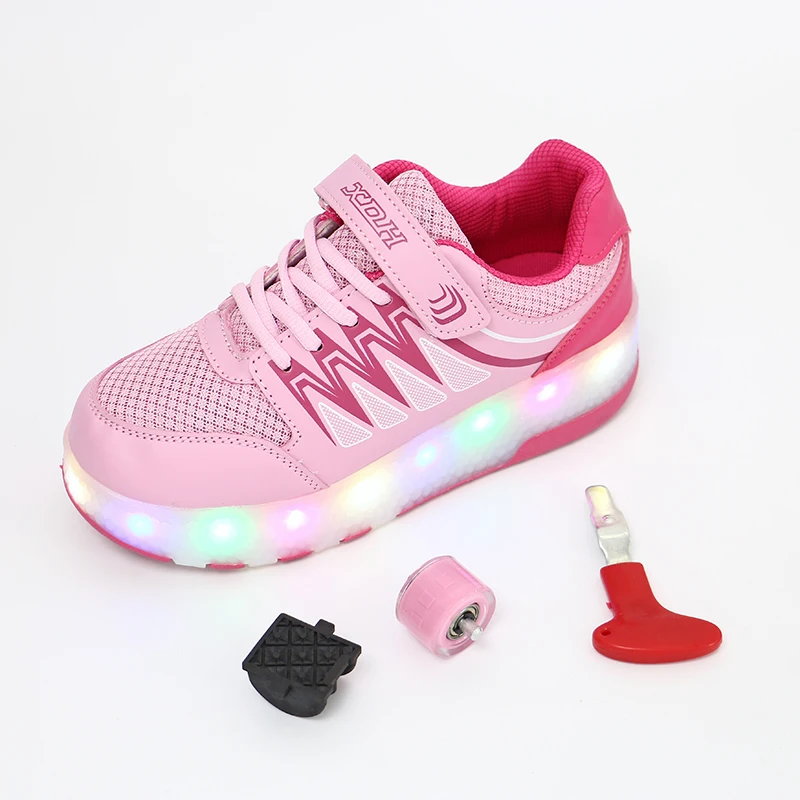 Детские кроссовки; детская обувь на роликах; обувь со светодиодной подсветкой; кроссовки с колесиками для девочек; Подарочная обувь для роликов