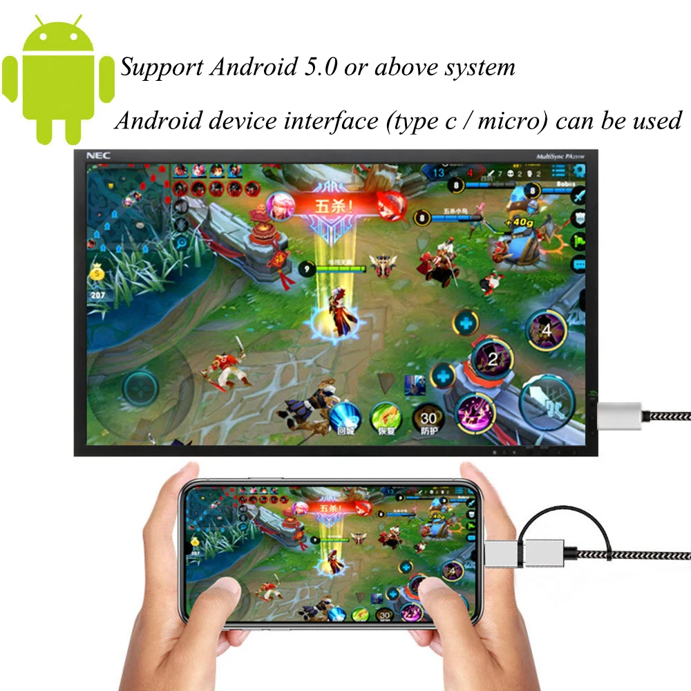 Bluetooth Аудио Синхронизация Тип C Micro USB HDMI конвертер видео кабель для huawei P30 Xiaomi samsung Android телефон подключение к телевизору