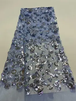 

Beautiful Flower Sequin Craft Embroidery Evening Dress Fabric French Mesh African Sequins Lace Fabric Dress Wedding Dress Party