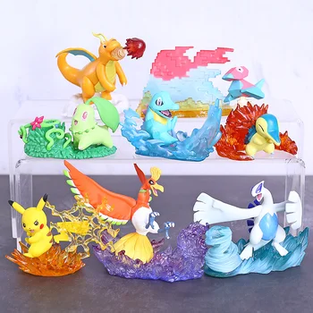 

Anime Monsters Dolls Chikorita Dragonite Lugia Totodile Ho-Oh Desktop Figures 3 Action Figures Collectible Toys 8pcs/set