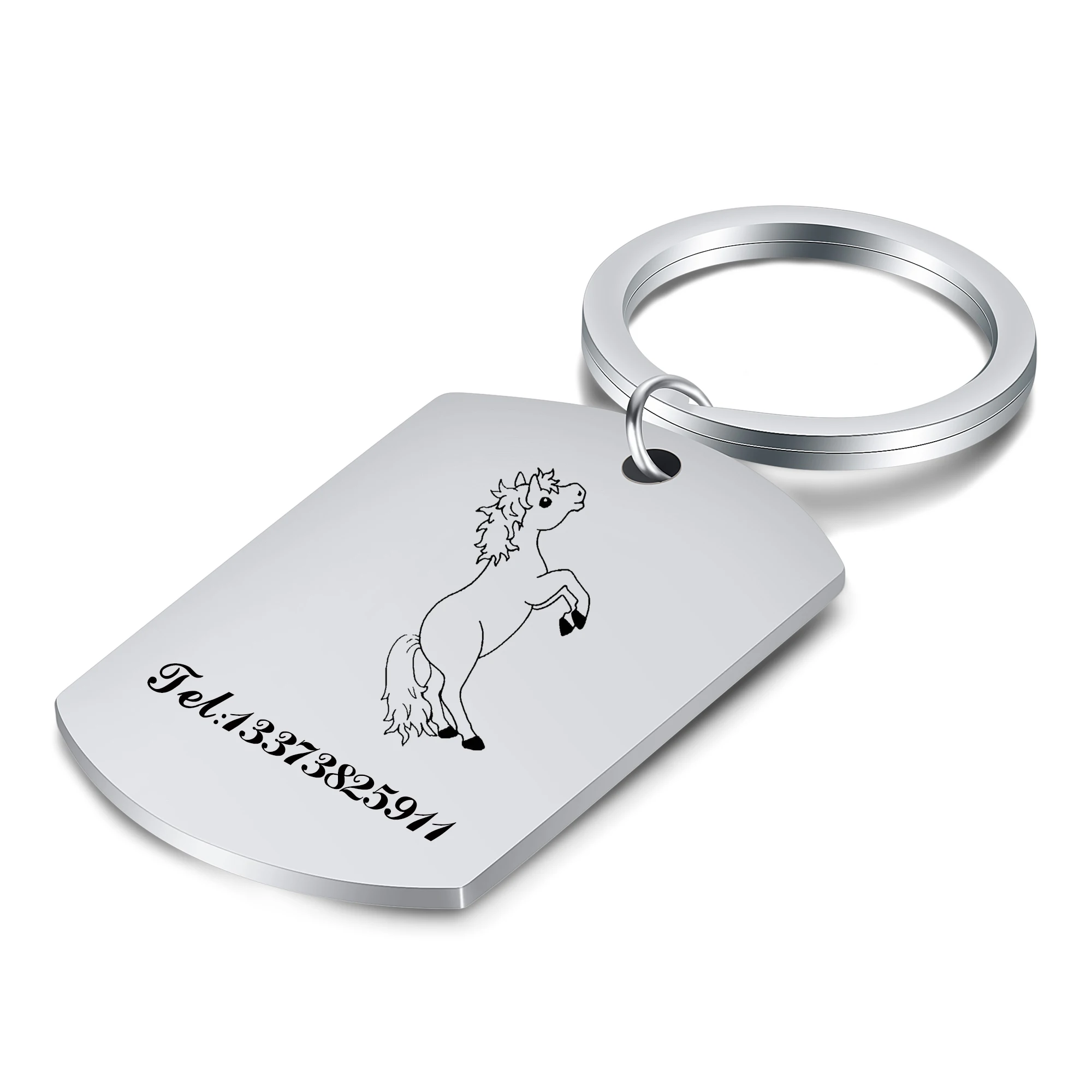 

VQYSKO Stainless Steel Large Size Black Hand Stamped Keychain DIY Engraved