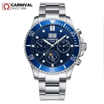 

2019Carnival moon phase men watch luxury brand automatic mechanical watches men full steel clock relogio masculine uhr kol saati
