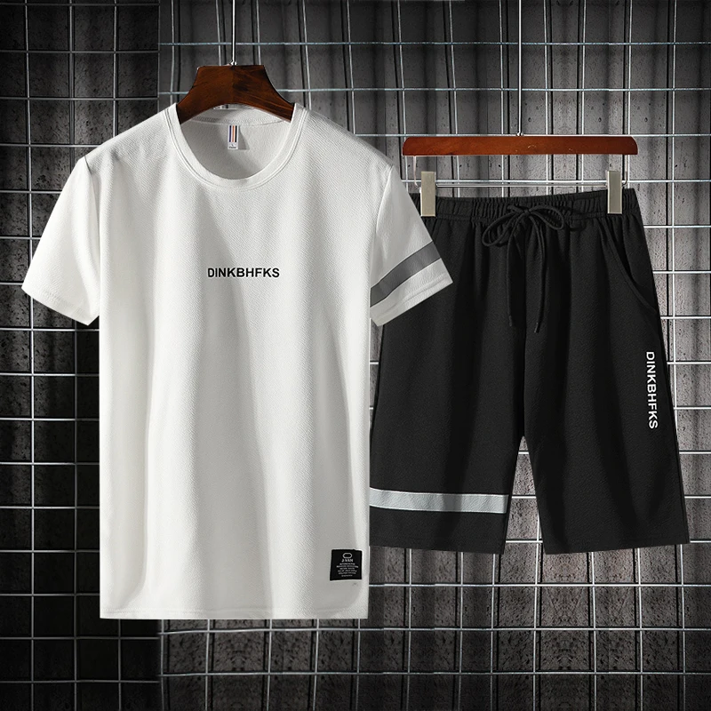 Tracksuit Mens T-Shirt Shorts Two-Piece-Set Casual-Sets Summer New Letter Print O-Neck