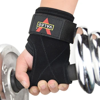 

Fitness 1 Pair Leather Palm Support Anti-slip Durable Hand Grips Pad Wrist Protector Wrap Strap Gloves Gym Training Accessorie