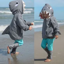 Толстовка для маленьких мальчиков и девочек с объемным рисунком акулы, футболка+ штаны, комплект одежды, H1006