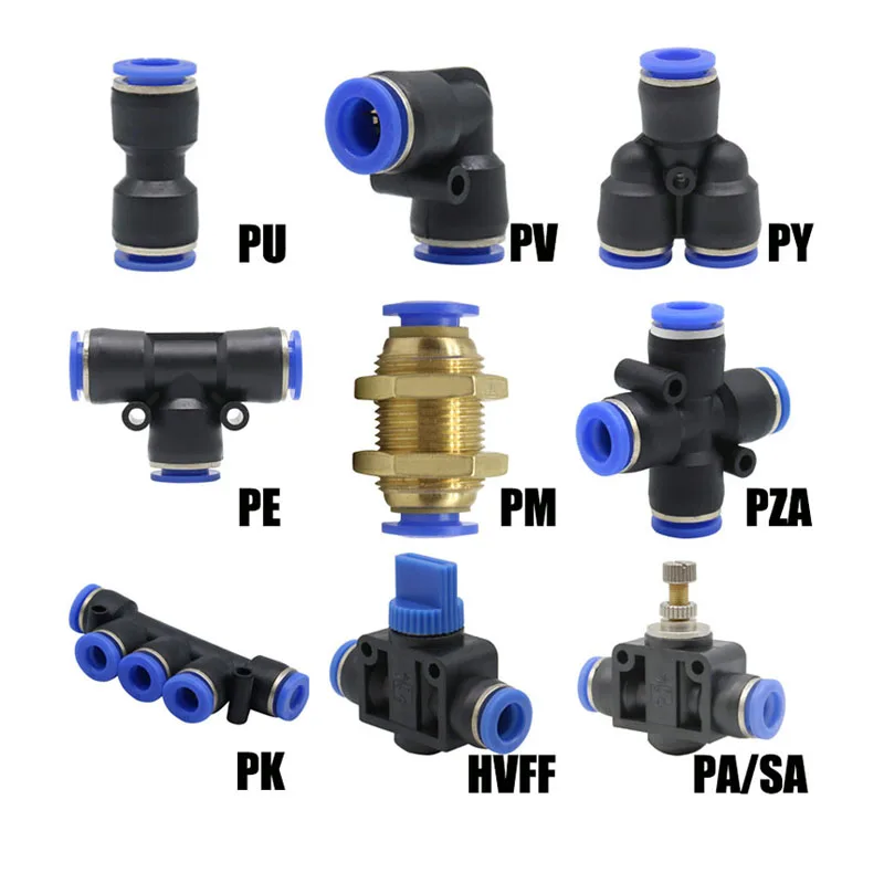 

Pneumatic fittings PY/PU/PV/PE water pipes and pipe connectors direct thrust 4 to 16mm/ PK plastic hose quick couplings