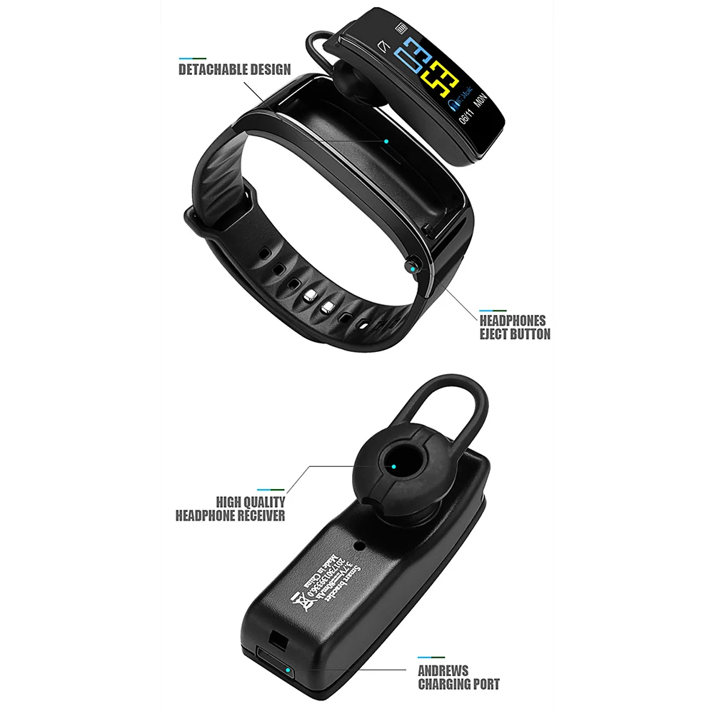 Bluetooth беспроводные наушники, умные часы, трекер здоровья, фитнес-браслет Y3 Plus, умный Браслет, Bluetooth гарнитура, воспроизведение музыки