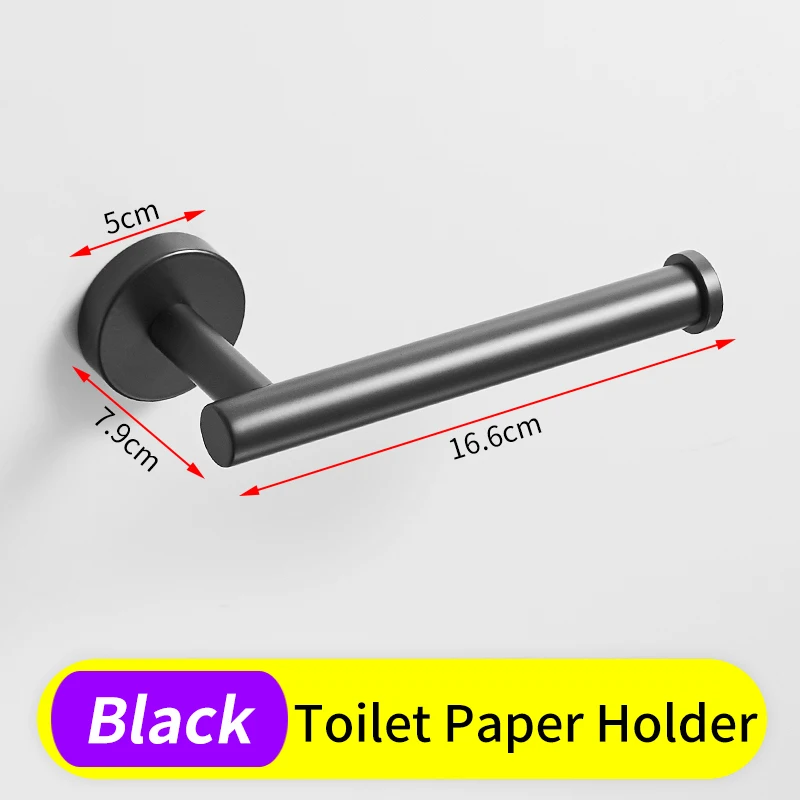 Держатель для туалетной бумаги, черный держатель для ванной из нержавеющей стали, держатель для полотенец, настенный держатель для кухонной рулонной бумаги, подставка для салфеток - Цвет: Black