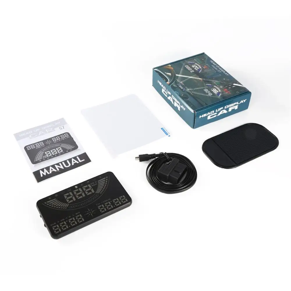 S7 OBD+ gps двух-режим головой вверх Дисплей большой выбор цветов-Функция 5,8 дюймов безопасности Plug& Play HUD с Скорость ometer и Скорость Предупреждение