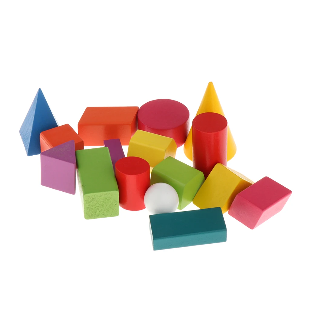 16 Pieces Kid 3D Shapes Geometric Puzzle Montessori Toys Math Games Blocks 