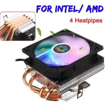 

3Pin CPU Cooler Cooling Fan 4 Heatpipe 90mm LED RGB Cooling Fan Heatsink Radiator For Intel LGA 775 1155 1156 1150 1366 for AMD