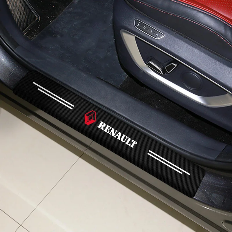 

4pcs Car Carbon Fiber Auto Door Sill Protector Sticker Car Accessories for Renault Megane 2 3 Duster Logan Clio Laguna 2 Captur