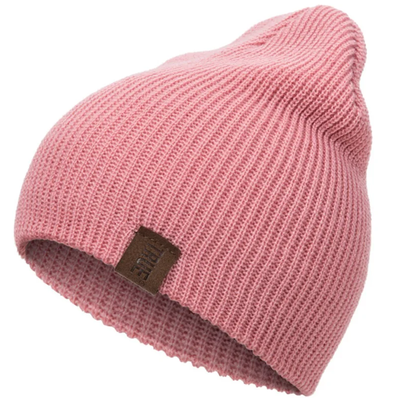 WISHCLUB, шапки, зимняя шапка, женская, мужская, хлопок, теплая, модная, ПУ, с надписью, одноцветная, хип-хоп, шапочки, унисекс, удобная, вязанная шапка, шапка - Цвет: Pink