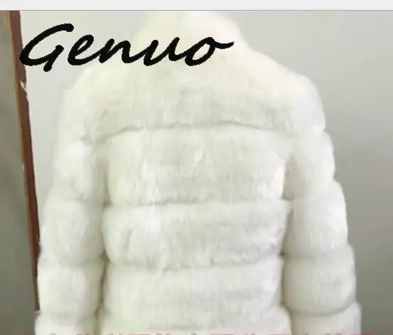 Genuo, новинка, S-3XL размера плюс, зимняя, новая, модная, брендовая, искусственный Лисий мех, куртка, женская, теплая, хорошее качество, теплая, толстая, искусственный мех, пальто - Цвет: white