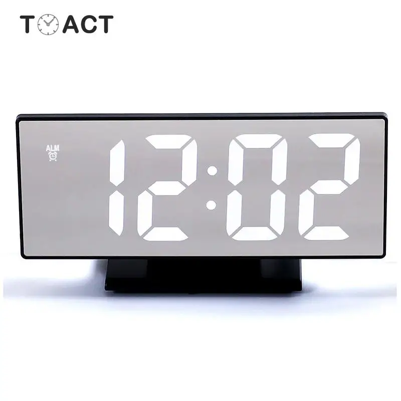 Светодиодный зеркальный цифровой электронные часы с будильником Часы Настольный Многофункциональный Повтор ночной дисплей светодиодный Настольный Будильник декоративные часы