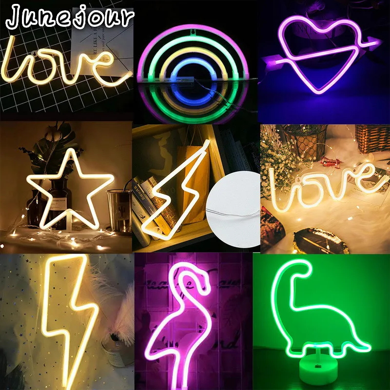 

Neon Led Lights Lightning Rainbow Neon Light Love Dinosaur Flamingo Neon Signs for Room Home Decorat Party Wedding Wall Lamp
