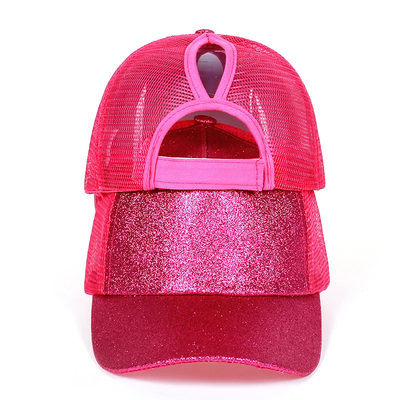 Новая летняя сетчатая Кепка с хвостом бейсболки женские Bun Snapback сетчатые шляпы повседневные подходят для спорта на открытом воздухе для верховой езды с блестками