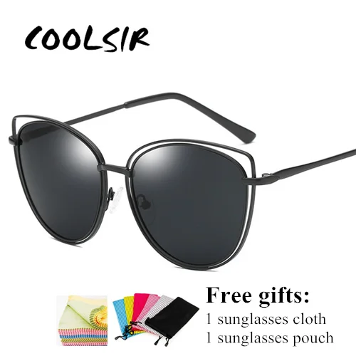 

COOLSIR Women Men Polarized Sunglasses Trend Outdoor Hollow Fashion Gold Frame Black Silver Blue Pink Sunglass UV400
