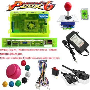 

DIY kit Pandora Box 6 PCB jamma 1300 in 1 with Happ Joystick Button Coin acceptor power supply for Arcade cabinet game machines