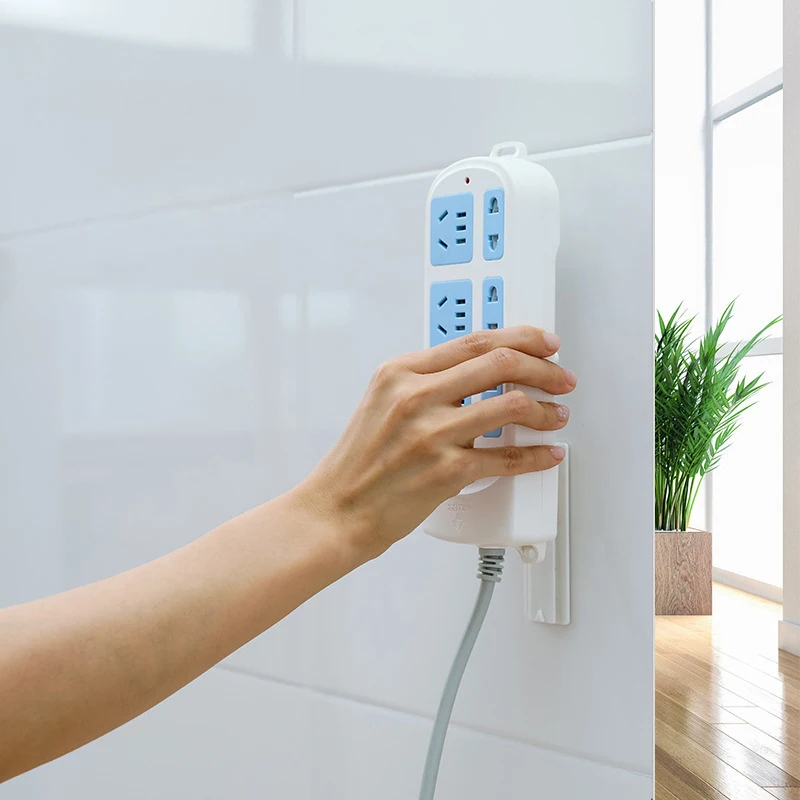 

Self-Adhesive Desktop Socket Fixer Cable Organizer Wall Mounted Power Strip Holder Fixator DIY Kitchen Organizers