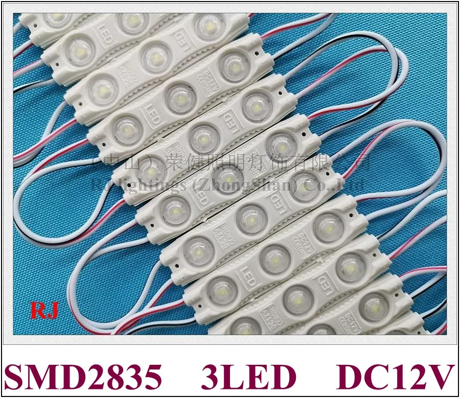 Впрыск супер светодиодный модуль DC12V 61 мм * 15 мм SMD 2835 3 светодиодный 1,2 Вт 150lm Алюминиевый PCB с широкоугольным объективом IP65 CE ROHS