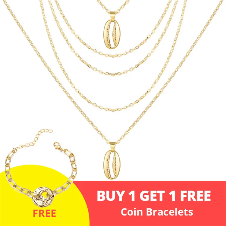 17 км винтажная Золотая монета с портретом, жемчужное ожерелье с подвеской s для женщин, богемное Модное Длинное Ожерелье из муклтилятора с жемчугом, ювелирное изделие - Окраска металла: buy 1 get 1 gift