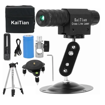 

Kaitian Laser Level Green Beam Horizonta l& Vertical Cross 2 Lines 360 Rotary with Battery & Magnet Bracket Livella Laser Tripod