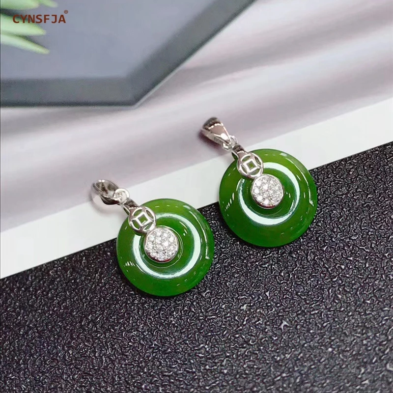 CYNSFJA Реал Certified(Hetian) нефрита Jade Jasper 925 пробы серебряные ювелирные изделия амулеты Будды зеленый нефритовый кулон лучшие подарки