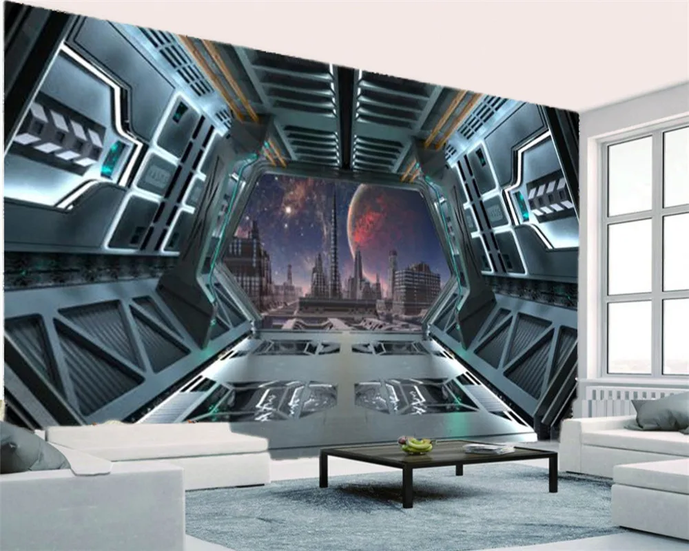 Пользовательские Любой размер 3d обои Tech Space Tunnel настроить ваши любимые Премиум