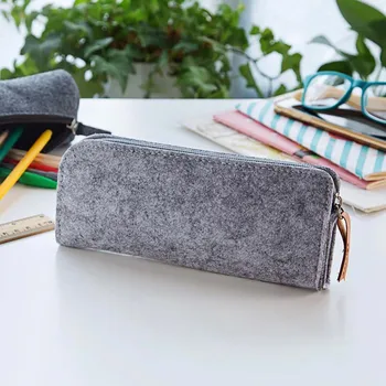 

New felt cylinder pencil case 2 Types Simple Zipper Pencil Bag Cosmetic Pouch creative glasses bag School Stationery Storage Bag