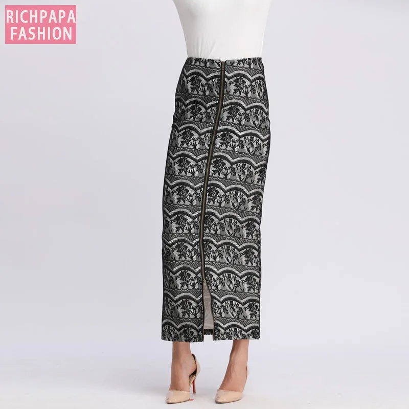 Кружевная юбка Faldas Mujer Moda Весенняя Арабская мусульманская женская облегающая длинная юбка-карандаш с высокой талией Женская одежда s Jupe Femme