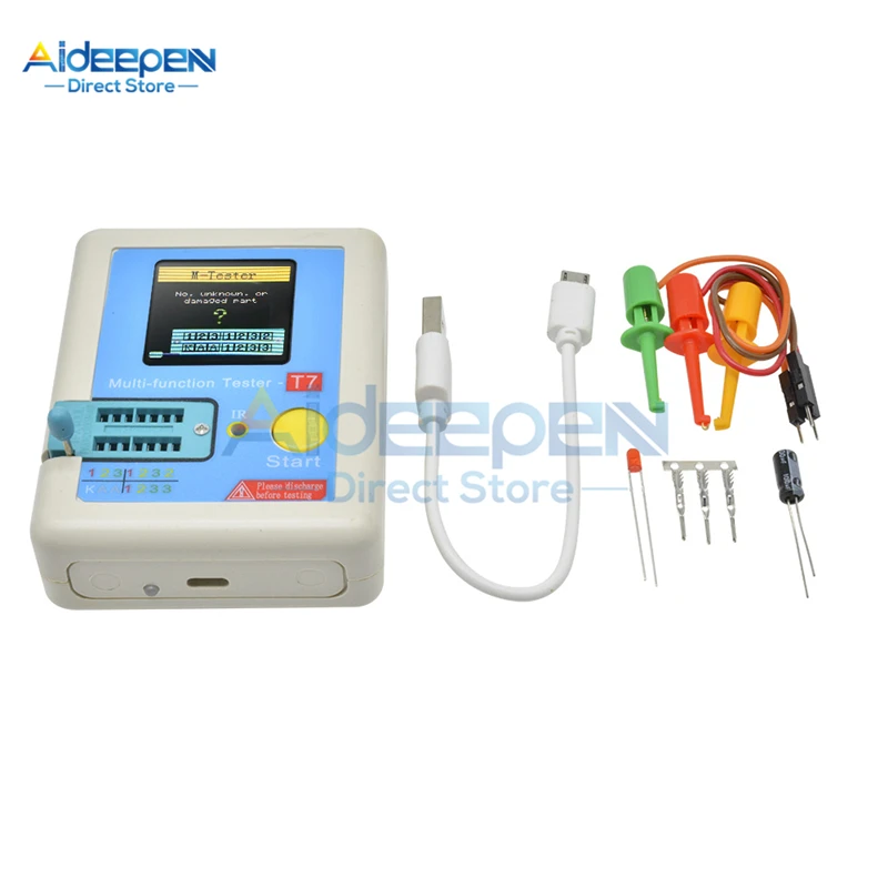LCR-T7 T7 Transistor Tester TFT Diode Triode Capacitance Meter LCR ESR Meter NPN PNP MOSFET IR Multifunction Tester Multimeter 5